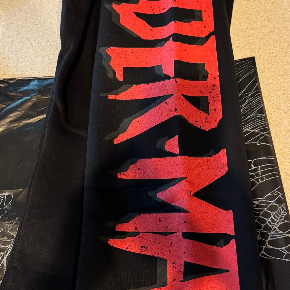 Civil Regrime Black Spiderman wide leg fleece pants